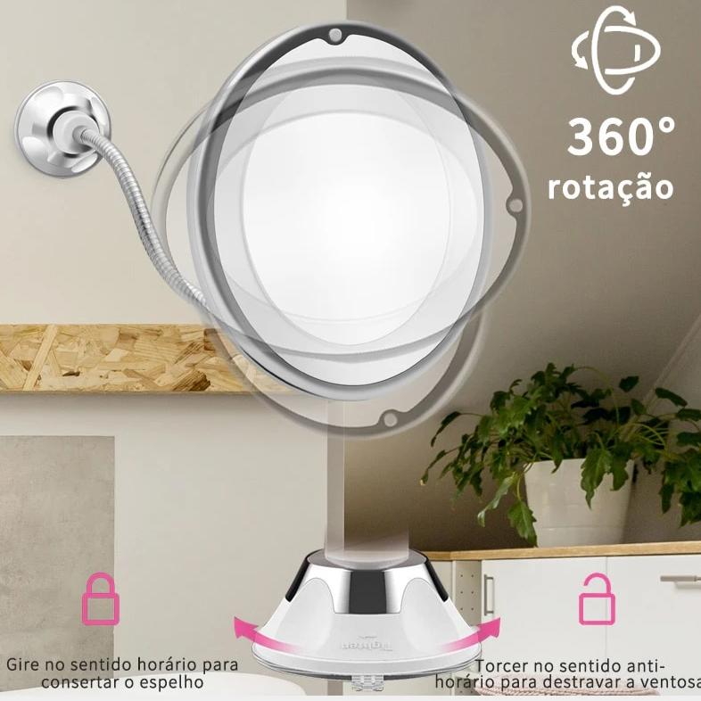 Espelho Ampliador LED MakeFace - Aço Inoxidável®